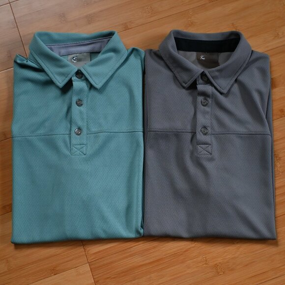 Pair of Men's World Wide Sportsmen Polo Shirts Size Large Sea Green and Grey - Picture 2 of 14